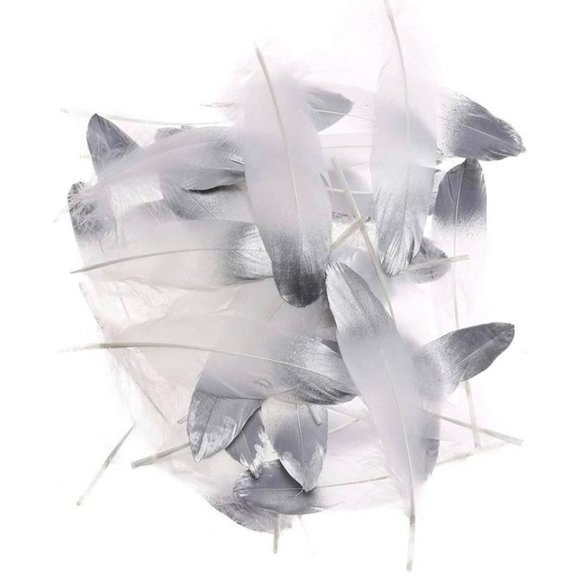 50 Count Dipped Gold & Silver Feathers 6-8 inch Natural Feather Wedding Decor - Picture 3 of 4